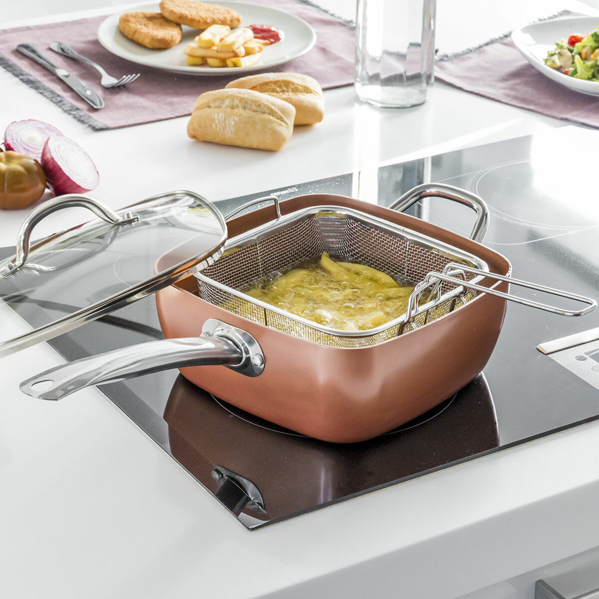 Copper 5 in 1 Multifunctionele Keramische Pannenset Coppans InnovaGoods IG117346 Zilverkleurig Metaal Aluminium 5 Onderdelen Ø 2