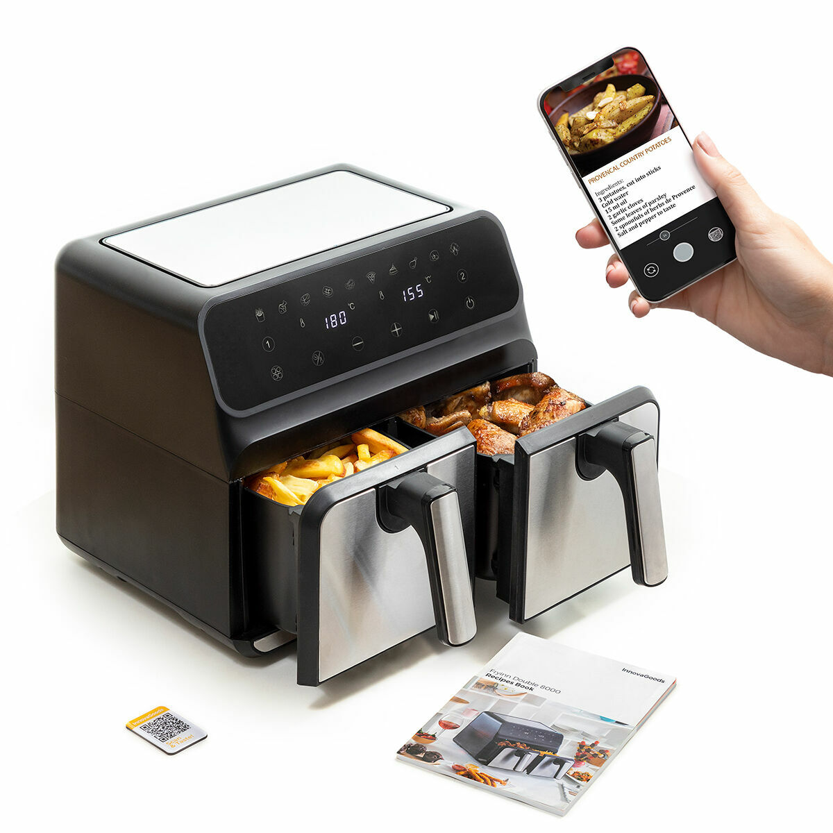 Luchtfriteuse InnovaGoods   Zwart 3400 W 8 L Roestvrij staal (Refurbished A)