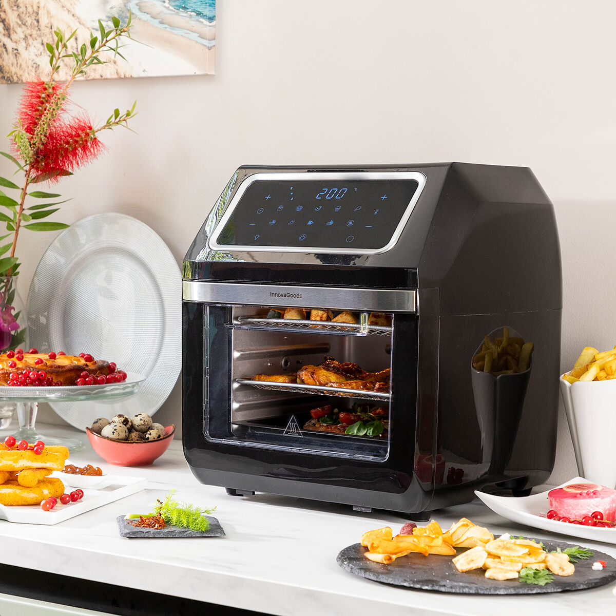 Luchtfriteuse InnovaGoods Fryinn Pro Max 12000 Zwart 1800 W 12 L Roestvrij staal